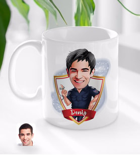 BK Gift Kişiye Özel İsimli Erkek Polis Karikatürlü Beyaz Kupa Bardak-2