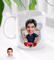 BK Gift Kişiye Özel İsimli Erkek Polis Karikatürlü Beyaz Kupa Bardak-2