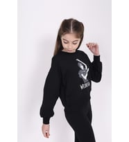 Toontoy Kız Çocuk Baskılı Sweatshirt (Siyah)