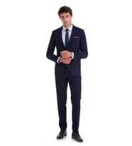 Hatemoğlu Lacivert D. Slim Fit Mono Yaka Düz Klasik Takım Elbise