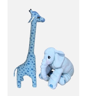 GRAN TOYS Oyun Arkadaşım Peluş Zürafa 100CM & Uyku Arkadaşım Fil 65CM (Mavi)