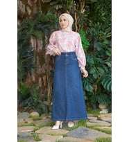 2058-Denim Etek Koyu Mavi