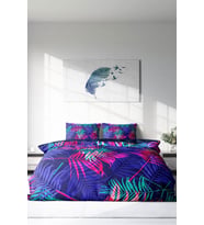 Çift Kişilik ( Lastikli Çarşaflı ) %100 Pamuk Saten Nevresim Takımı Palm Color