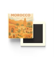 Fas - Morocco - Paper Cut Art - Baskılı Buzdolap Magneti Kare - 9x9 cm