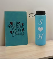 BK Gift Sevgiliye Özel İsimli Turkuaz Defter ve Cam Matara Hediye Seti-13, Sevgiliye Hediye, Sevgililer Günü, Yeni İş Hediyesi