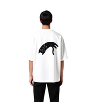 Uçan Kedi - Sevimli Kalp Burnu Baskılı Erkek Oversize Tişört