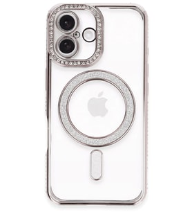 Newface Apple iPhone 16 Plus Kılıf Joke Simli Magneticsafe Kılıf - Pembe