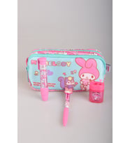 DEKOMUS İLE LİSANSLI MY MELODY KIRTASİYE SETİ KALEM ÇANTASI,KALEMTRAŞ,UÇLU KALEM,ROKET SİLGİ