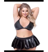 Fantezia Night Tegan Büyük Beden Fantezi Sütyen ve Pileli Mini Etek Takımı TG2710129