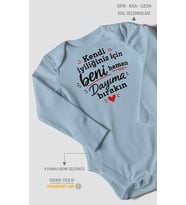 Dayıya Özel Uzun Kollu Bebek Body %100 Pamuk