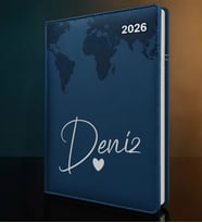 BK Gift Kişiye Özel İsimli Termo Sert Kapak 2026 Lacivert Ajanda -13, Öğretmenler Günü Hediyesi, Yeni İş Hediyesi