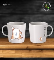 KirliPatiler Taş Kupa Fincan Üzeri Çalışan Kedi Baskılı (Model 20)