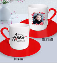 BK Gift Kişiye Özel Fotoğraflı Gerçek Aşk Anne Tasarımlı Kırmızı Türk Kahvesi Fincanı-1 (Beyaz)