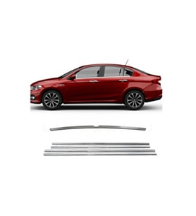 Fiat Egea Sedan Krom 2'li Set Cam Çıtası+Bagaj çıtası Paslanmaz Çelik (Gümüş)