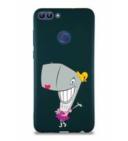 Huawei P Smart Soft Premier Kapak Pearl Yengeç Tasarımlı Silikon Kılıf - Yeşil (Şeffaf)