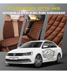 Volksvogen Jetta mk6 Kahverengi Renk Tay Tüyü Cepli & Terletmez Sırtlı Oto Koltuk Minder Seti - Koltuk Koruma Kılıfı (ÖN & ARKA TAM SET)