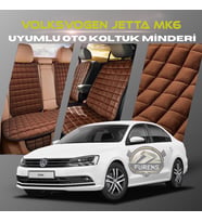 Volksvogen Jetta mk6 Kahverengi Renk Tay Tüyü Cepli & Terletmez Sırtlı Oto Koltuk Minder Seti - Koltuk Koruma Kılıfı (ÖN & ARKA TAM SET)