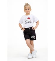 Kız Çocuk Hello Kitty Baskılı Beyaz Tişört  Ve  Şort Takım 26022