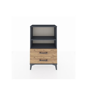 Arges Komodin 2 Raflı 2 Çekmeceli 60x30x96 Antrasit-Çam
