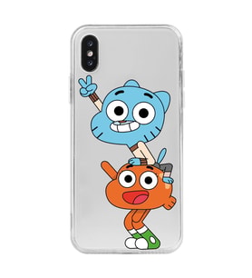 Iphone X ve XS Uyumlu Gumball & Darwin Tasarımlı Şeffaf Telefon Kılıfı