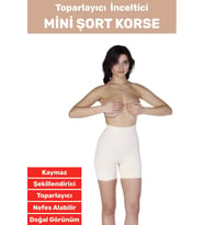 Özel Üretim İz İç Göstermez Kaymaz Sıkılaştırıcı Toparlayıcı Mini Şort Korse (Bej)