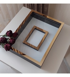 30x40 Cm Siyah-gold Fotoğraf Bölümlü! İsimsiz Ledsiz! Gül Saklama Kutusu