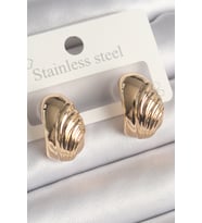 Pirinç Gold Renk İşleme Detaylı Yarım Halka Model Kadın Küpe - TJ-BKP10245