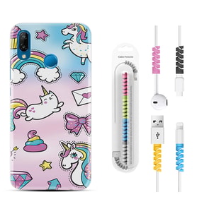 Huawei P20 Lite Mate 10 20 Lite Pro P40 Lite KılıfKablo Koruma Spiral Silikon Unicorn Mektup 1800