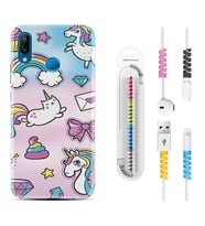 Huawei P20 Lite Mate 10 20 Lite Pro P40 Lite KılıfKablo Koruma Spiral Silikon Unicorn Mektup 1800