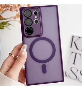 Coverzone Samsung Galaxy S25 Plus ile uyumlu K?l?f Magnetic Wireless MagSafe ile uyumlu Full Color Kamera Lens Korumal? Buzlu Transparan Kapak Derin Mor