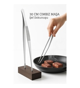 Paslanmaz Çelik Şef Cımbızı 30 cm - Mutfak Maşası Kızartma Maşası