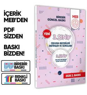 2026 MEB İlkokul 3.Sınıf Okuma Becerileri Metinler ve Soruları Çözüm kitapçık ilaveli BASKI ÜCRETİ