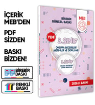 2026 MEB İlkokul 3.Sınıf Okuma Becerileri Metinler ve Soruları Çözüm kitapçık ilaveli BASKI ÜCRETİ