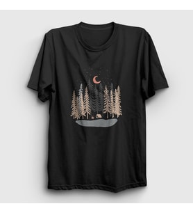 Presmono Unisex Siyah Forest Camper Kamp T-Shirt 371448tt