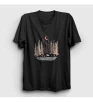 Presmono Unisex Siyah Forest Camper Kamp T-Shirt 371448tt