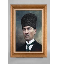 Altın Varaklı Paspartulu Çerçeveli Atatürk Tablo nt1337