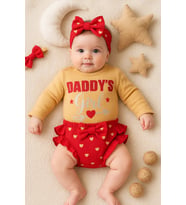 Daddy's Girl Bandanalı Kız Bebek Takımı