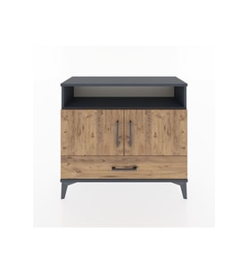 Arges Şifonyer 3 Raflı Tek Çekmeceli 2 Kapaklı 88x30x80 Antrasit-Çam