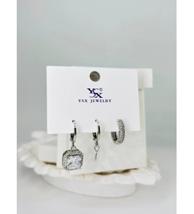 Zirkon Taşlı Üçlü Kombin Küpe - Kp00375