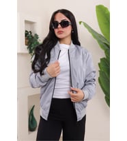 KADIN TAM KALIP  BOMBER CEKET (Açık Gri)