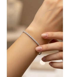 Çelik Silver Mini Yuvarlak Taşlı Su Yolu Bileklik - 26slb15
