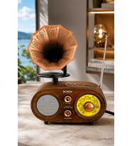 NNS NS-803BT Kahverengi Retro Radyo Bluetooth Hoparlör USB TF Kart Şarjlı Nostaljik Radyo