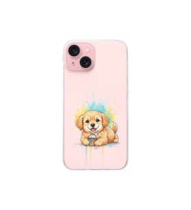 iPhone 15 ile Uyumlu Splash Köpek Tasarımlı Şeffaf Silikon Kılıf