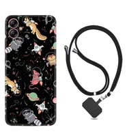 Samsung Galaxy A04E Kılıf Silikon Boyun Askılı İpli Desenli Silikon Planet Animals 1771