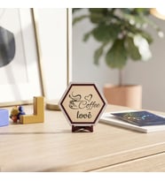 Kahve Keyfi Temalı Coffee Love Yazılı Masaüstü Objesi Çalışma Masanıza Neşe Katan Modern ve Şık Tasarım Parça 10x10 cm