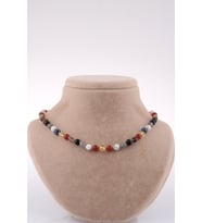 Öğrenci Kolyesi-Kehribar-Akik-Lapis-Labradorit-Havlit-Pembe Kuvars-Dumanlı Kuvars-Kaplan Gözü Doğal