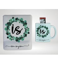 Kişiye Özel Bilek Destekli Mouse Pad & Kupa Bardak Çerçeve İçi Baş Harfler Temalı