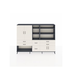 Arges Dolap 10 Raflı 6 Çekmeceli 4 Kapaklı 220x30x163 Antrasit-Aytaşı