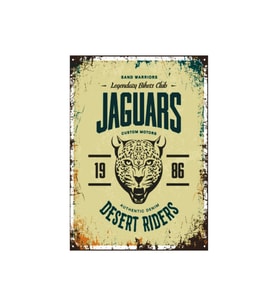 Jaguars Desert Riders Motosiklet Kulübü Temalı Ahşap Retro Poster Tablo