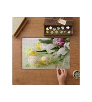 Çiçekler ve Boyalı Yumurtalar- Pakalya Yumurtaları Tasarımı 240 parça Ahşap Puzzle Ahşap Kutuda MP00160